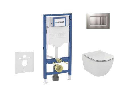 Geberit Duofix Set predstenovej inštalácie, klozetu Tesi a dosky, tlačidlo Sigma20, matný chróm/chróm SANI11CD2122