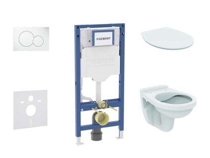 Geberit Duofix Set predstenovej inštalácie, klozetu Alpha a dosky softclose, tlačidlo Sigma01, alpská biela SANI11CD3100