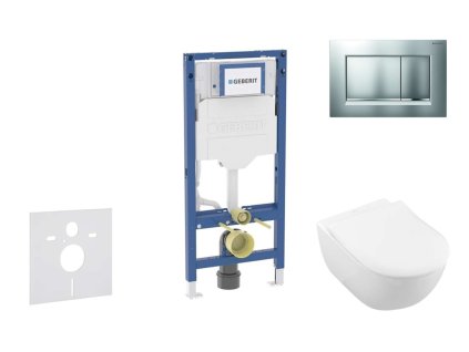 Geberit Duofix Set predstenovej inštalácie, klozetu Subway 2.0 a dosky softclose, tlačidlo Sigma30, matný chróm/chróm SANI11CK2114