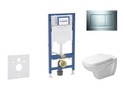 Geberit Duofix Set predstenovej inštalácie, klozetu D-Code a dosky softclose, tlačidlo Sigma20, chróm/matný chróm SANI11CP1105