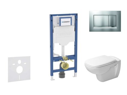 Geberit Duofix Set predstenovej inštalácie, klozetu D-Code a dosky softclose, tlačidlo Sigma30, matný chróm/chróm SANI11CP2106