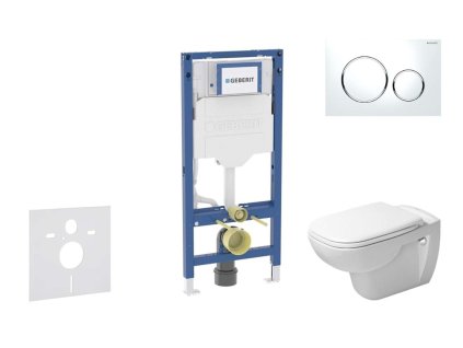 Geberit Duofix Set predstenovej inštalácie, klozetu D-Code a dosky softclose, tlačidlo Sigma20, biela/lesklý chróm SANI11CP3103