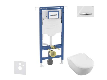 Geberit Duofix Set predstenovej inštalácie, klozetu a dosky Villeroy Boch, tlačidla Sigma50, DirectFlush, SoftClose, CeramicPlus, alpská biela SANI11CK3117