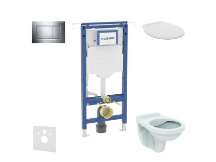 Geberit Duofix Set predstenovej inštalácie, WC Alpha s doskou, tlačidlo Sigma20, chróm SANI11CD1103