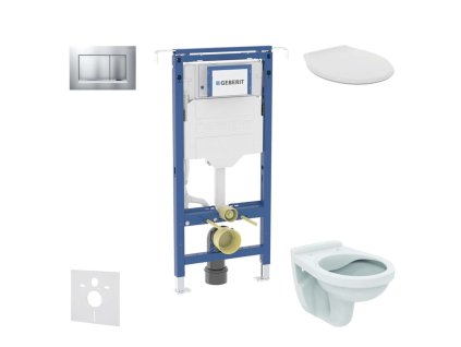 Geberit Duofix Set predstenovej inštalácie, WC Alpha s doskou, tlačidlo Sigma20, chróm mat/chróm SANI11CD2104
