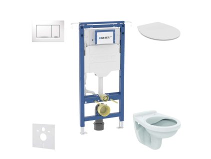 Geberit Duofix Set predstenovej inštalácie, WC Alpha s doskou, tlačidlo Sigma20, biela/chróm SANI11CD3118