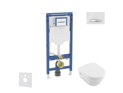 Geberit Duofix Set predstenovej inštalácie, klozetu a dosky Villeroy Boch, tlačidla Sigma50, DirectFlush, SoftClose, CeramicPlus, alpská biela SANI11CK3110