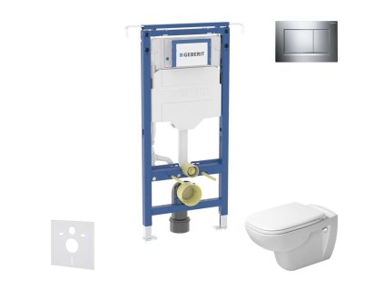 Geberit Duofix Set predstenovej inštalácie, klozetu a dosky Duravit D-Code, tlačidla Sigma20, Rimless, SoftClose, lesklý chróm/chróm mat SANI11CP1102