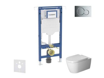 Geberit Duofix Set predstenovej inštalácie, klozetu a dosky Duravit ME by Starck, tlačidla Sigma01, Rimless, SoftClose, lesklý chróm SANI11CP1103
