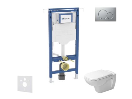 Geberit Duofix Set predstenovej inštalácie, klozetu a dosky Duravit D-Code, tlačidla Sigma01, Rimless, SoftClose, matný chróm SANI11CP2100