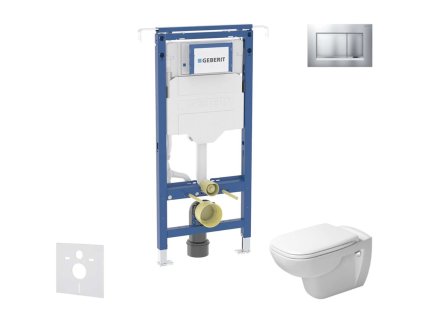 Geberit Duofix Set predstenovej inštalácie, klozetu a dosky Duravit D-Code, tlačidla Sigma20, Rimless, SoftClose, matný chróm/chróm SANI11CP2101