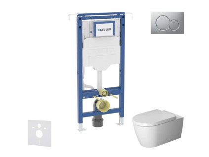 Geberit Duofix Set predstenovej inštalácie, klozetu a dosky Duravit ME by Starck, tlačidla Sigma01, Rimless, SoftClose, matný chróm SANI11CP2103