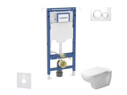 Geberit Duofix Set predstenovej inštalácie, klozetu a dosky Duravit D-Code, tlačidla Sigma20, Rimless, SoftClose, biela/lesklý chróm SANI11CP3102