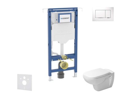 Geberit Duofix Set predstenovej inštalácie, klozetu a dosky Duravit D-Code, tlačidla Sigma30, Rimless, SoftClose, biela/lesklý chróm SANI11CP3105