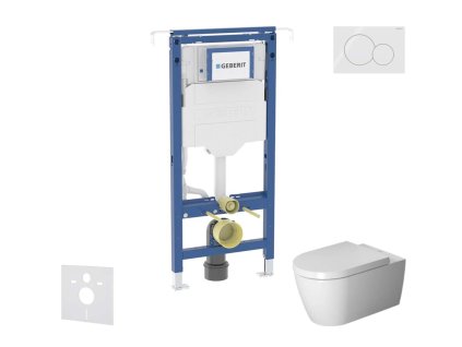 Geberit Duofix Set predstenovej inštalácie, klozetu a dosky Duravit ME by Starck, tlačidla Sigma01, Rimless, SoftClose, alpská biela SANI11CP3109