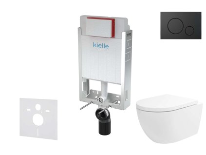 kielle Genesis Set predstenovej inštalácie, klozetu Oudee Vortex, dosky softclose a tlačidla Gemini IV, matná čierna 30505SZ84