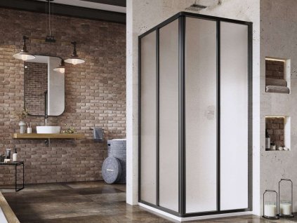 Ravak Supernova Sprchový kút 80x80 cm, čierna/sklo Grape 14V403O2ZGS