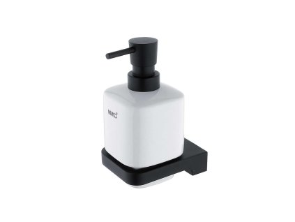 Nimco Maya Dávkovač mydla keramický s držiakom, biela/čierny mat MAC 29031K-T-90