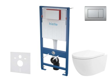 kielle Genesis Set predstenovej inštalácie, klozetu Oudee Vortex, dosky softclose a tlačidla Gemini III, matný chróm 30505SS77