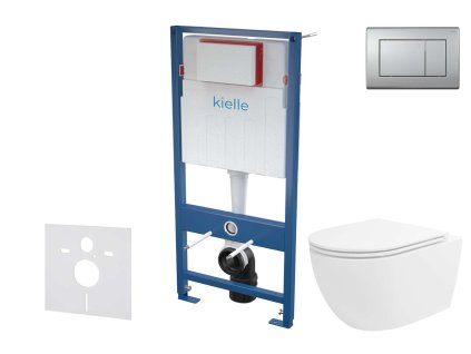 kielle Genesis Set predstenovej inštalácie, klozetu Oudee Vortex, dosky softclose a tlačidla Gemini III, matný chróm 30505SS86