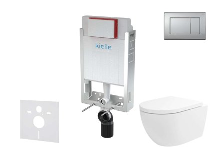 kielle Genesis Set predstenovej inštalácie, klozetu Oudee Vortex, dosky softclose a tlačidla Gemini III, matný chróm 30505SZ77