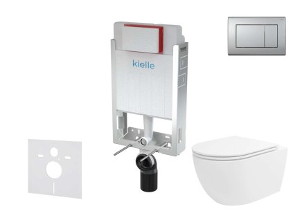 kielle Genesis Set predstenovej inštalácie, klozetu Oudee Vortex, dosky softclose a tlačidla Gemini III, matný chróm 30505SZ86