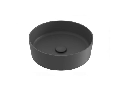 Ravak UNI Umývadlo na dosku priemer 40 cm, bez prepadu, bez otvoru na batériu, antracit XJX03140001