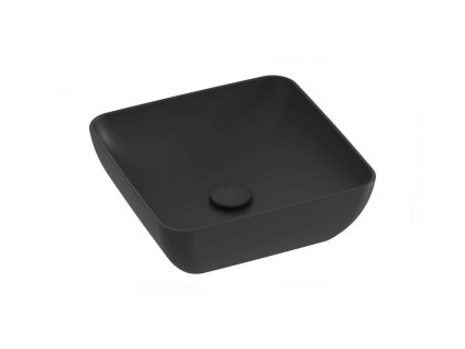 Ravak UNI Umývadlo na dosku 38x38 cm, bez prepadu, bez otvoru na batériu, matná čierna XJX0D138000