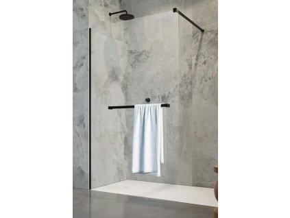radaway modo new black ii 130cm pevna sprchova stena s drziakom uterakov profil cierny sklo cire 389115 54 01w