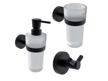 Nimco Unix Súprava doplnkov do kúpeľne, matné sklo/matná čierna UNC set-31W-T-90