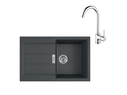 Franke Sety Kuchynský set T104, tectonitový drez S2D 611-78 a batéria FP 9000.031, čierna/chróm 143.0675.726