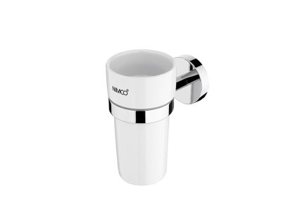 Nimco Unix Pohárik na kefky a pastu s držiakom, keramika/chróm UN 13058KN-26