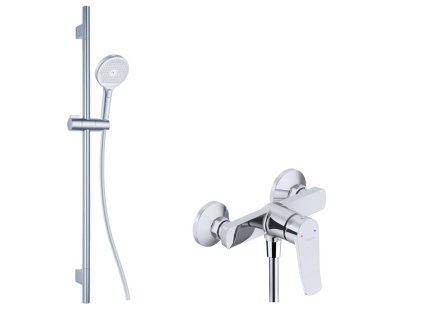 kielle Nefia Sprchový set s batériou, tyčou, hadicou a sprchovou hlavicou, chróm 20627SN110