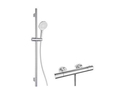 kielle Oudee Sprchový set s termostatickou batériou, tyčou, hadicou a sprchovou hlavicou, chróm 20602SNT20
