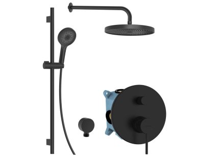 kielle Oudee Sprchový set s batériou pod omietku, na 2 spotrebiče, s príslušenstvom a telesom, matná čierna 20602SP14