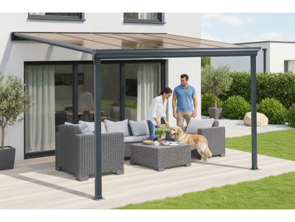 hliníková pergola LANITPLAST WALL 33 antracit + bronz PC LG2120