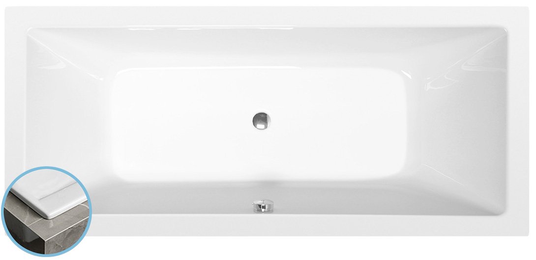 Polysan KRYSTA SLIM obdĺžniková vaňa 180x80x39cm, biela 71710S