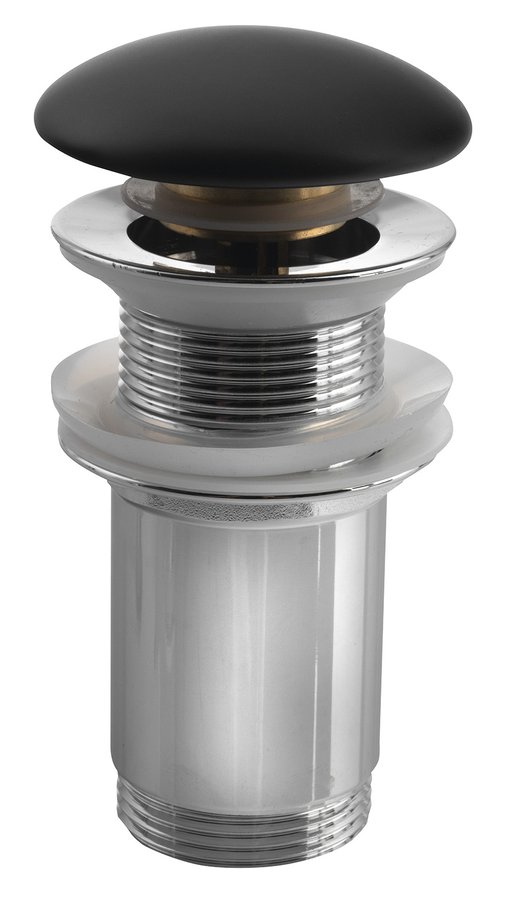 Sapho Umývadlová výpust 5/4", click-clack, keramická zátka, 10-50mm, čierna mat AR901