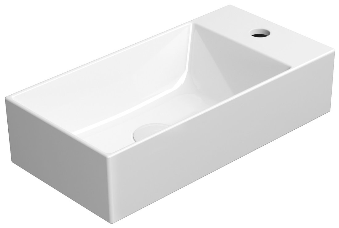 GSI KUBE X keramické umývadlo 50x25 cm, pravé/ľavé, biela ExtraGlaze 9486111
