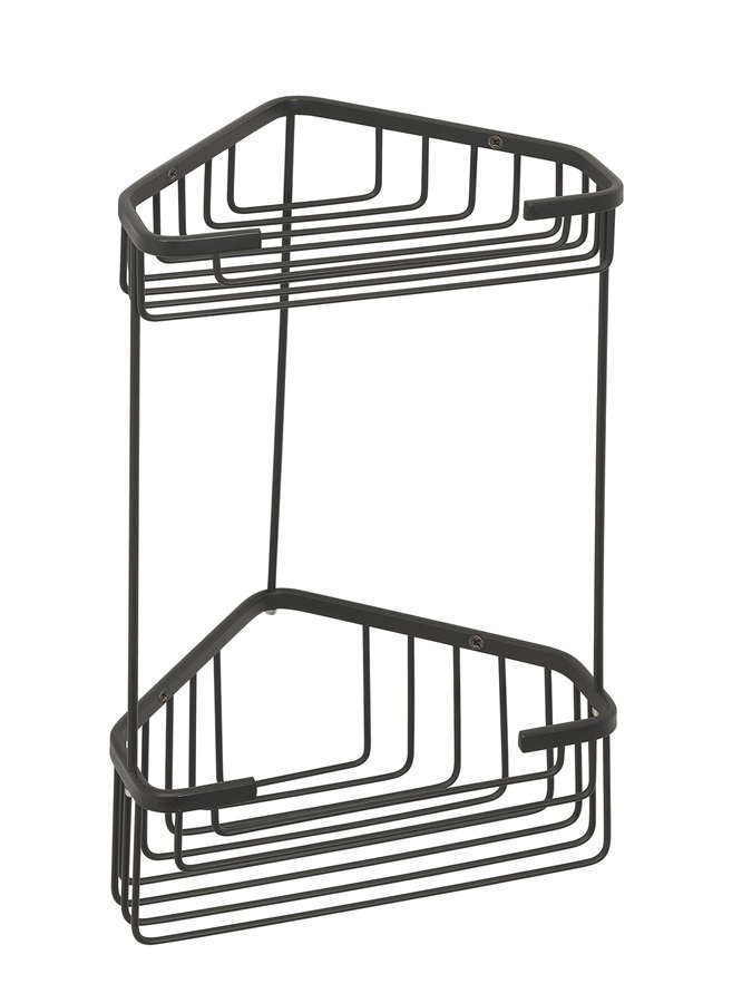 Gedy SMART dvojposchodová rohová police 200x325x151mm, čierná matt 2482-14