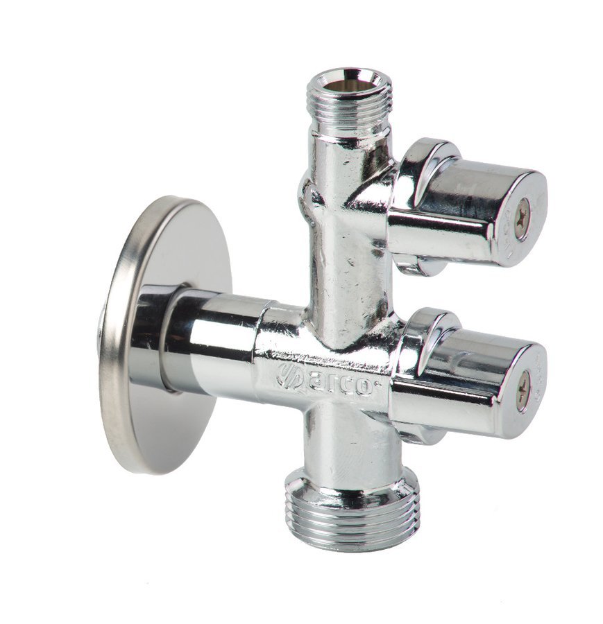 ARCO kombinovaný práčkový ventil s odbočkou 1/2"x3/4"x3/8", anticalc, chróm COMB5MAC