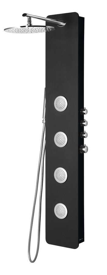 Polysan SPIRIT ROUND sprchový panel s termostatickou batériou 250x1550mm, čierna 71251