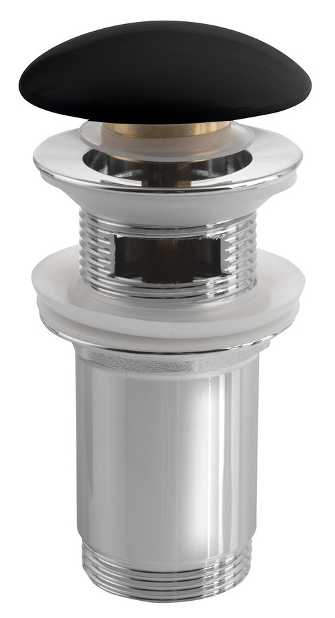 Sapho Umývadlová výpust 5/4", click-clack, keramická zátka, 10-50mm, čierna mat AR903