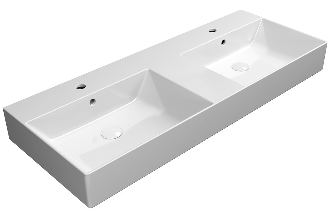 GSI KUBE X keramické dvojumývadlo 120x47cm, biela ExtraGlasse 9425111