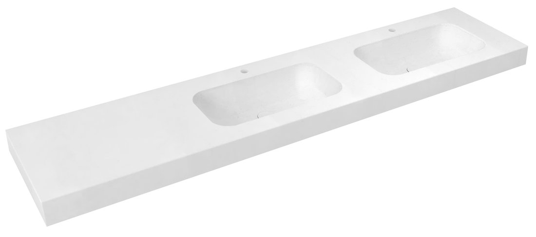 Sapho EMICO dvojumývadlo vpravo, 250x50 cm, prevedenie límca L, Rockstone biela matná EM250-B2R-L