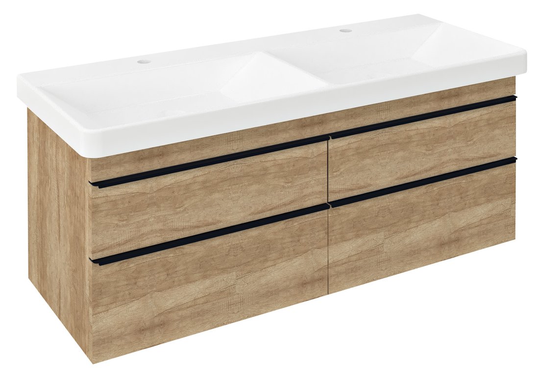 Sapho SITIA dvojumývadlová skrinka 116x50x44,2cm, 4x zásuvka, dub Alabama SI120-2222