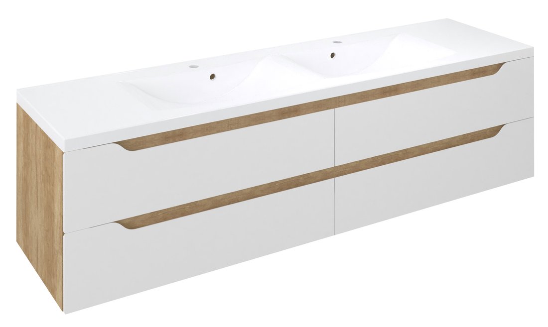 Sapho WAVE dvojumývadlová skrinka 179,7x50x47,8cm, biela/dub Alabama WA180-3022