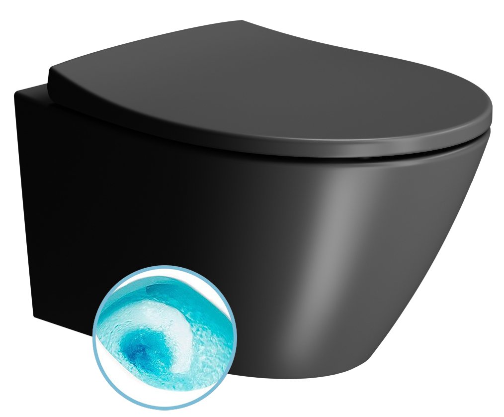 GSI MODO závesná WC misa, Swirlflush, 37x52cm, čierna dual-mat 981626