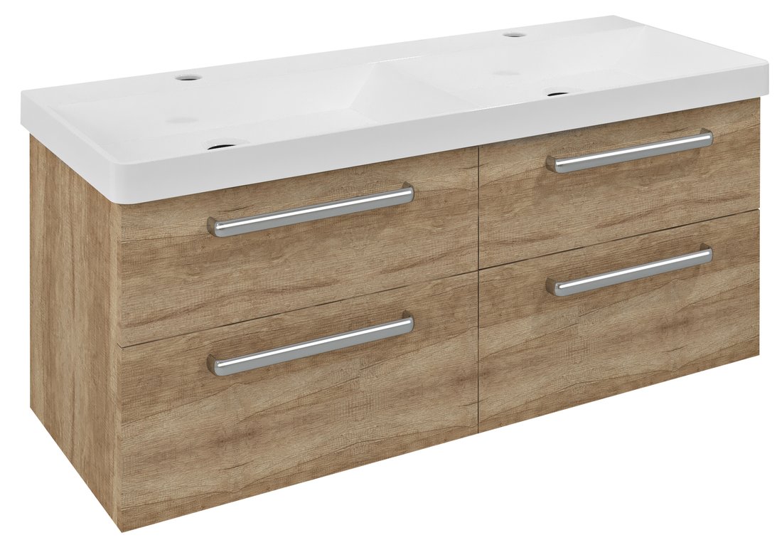 Sapho THEIA dvojumývadlová skrinka 116x50x44,2cm, 4x zásuvka, dub Alabama TH120-2222