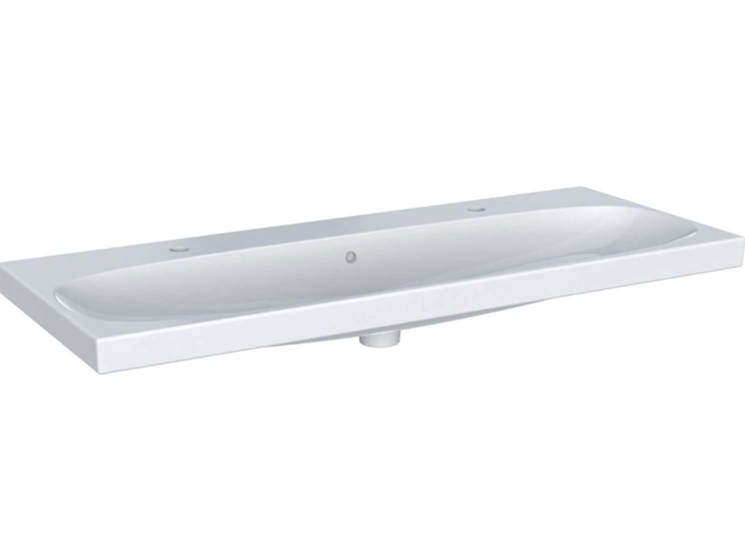 Geberit Acanto Dvojumývadlo, 120x48 cm, s prepadom, 2 otvory na batérie, KeraTect, biela 501.880.00.2